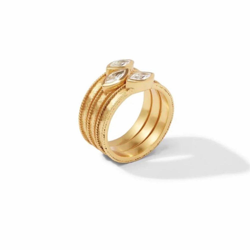 NWT Luxury Minimalist Authentic Julie Vos marquise cubic zirconia Ring Set - Picture 3 of 17